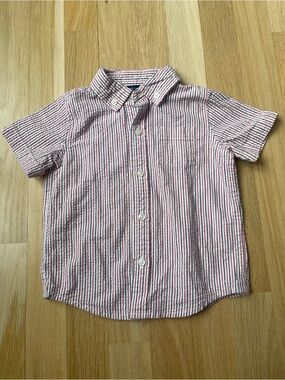 Janie and Jack Red, White & Blue Striped Seersucker Button-Down Shirt